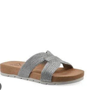 Cliffs by White Mountain Tindra Slide Sandals Women’s Size 11 Silver Comfort